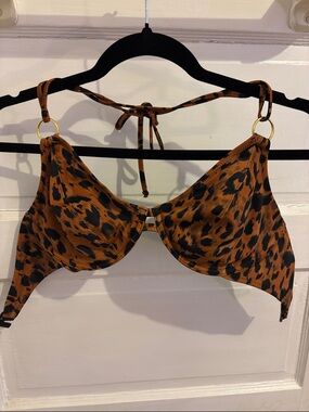 Freya Leopard Print Triangle Bikini Top - Brown & Black